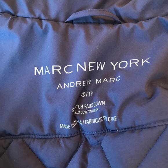 Marc New York Andrew Marc Stretch Faux Down Puffer Vest Blue Size XS Full Zip - Picture 7 of 8